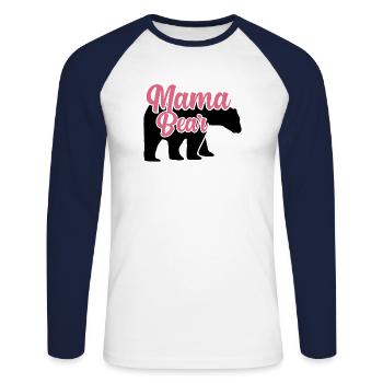 "Mama Bär" für Frauen - Unisex Baseballshirt langarm - Weiß/Navy - Vorne - Nik (191cm)
