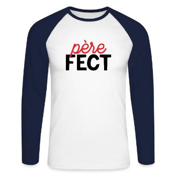 T-shirt Père Fect - T-shirt baseball manches longues Homme - blanc/marine - Devant - Nik (191cm)