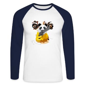 Duck duck duckling with panda mask and revolver bear - Unisex Long Sleeve Baseball T-Shirt - white/navy - Front - Nik (191cm)