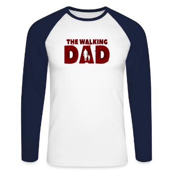 Le père qui marche - T-shirt baseball manches longues Homme - blanc/marine - Devant - Nik (191cm)