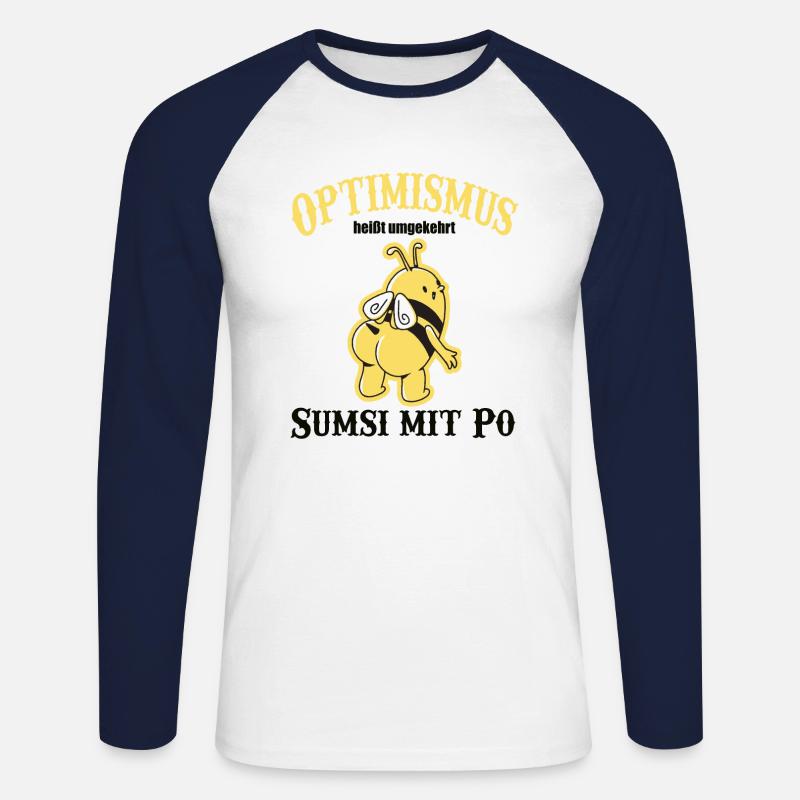 optimismus Bee Biene - Unisex Baseballshirt langarm - Weiß/Navy