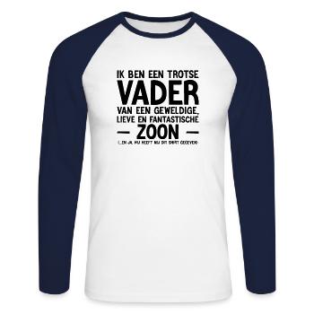 Trotse Vader Van Een Geweldige Zoon - Unisex Baseballshirt langarm - Weiß/Navy - Vorne - Nik (191cm)