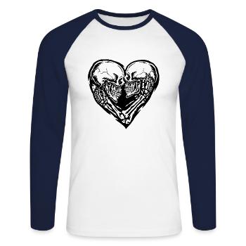 skull couple - Unisex Long Sleeve Baseball T-Shirt - white/navy - Front - Nik (191cm)