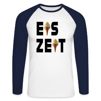 Eiszeit mit Eis - Unisex Baseballshirt langarm - Weiß/Navy - Vorne - Nik (191cm)
