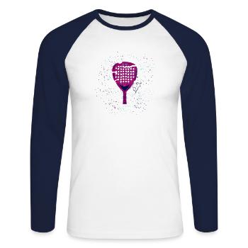 Padel Paddle Racket Tennis Sport I Gift - Unisex Long Sleeve Baseball T-Shirt - white/navy - Front - Nik (191cm)