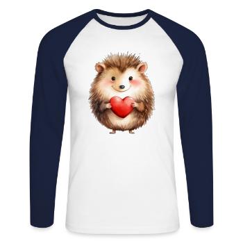 Igel mit Herz - Unisex Baseballshirt langarm - Weiß/Navy - Vorne - Nik (191cm)