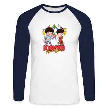 Cambodge Khmer Nouvel An Choul Chnam I Cadeau - T-shirt baseball manches longues Homme - blanc/marine - Devant - Nik (191cm)