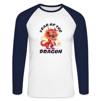 Chinesisches Neujahr Drache Vietnam I Geschenk - Unisex Baseballshirt langarm - Weiß/Navy - Vorne - Nik (191cm)