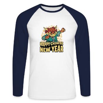 Chinesisches Neujahr Drache Vietnam I Geschenk - Unisex Baseballshirt langarm - Weiß/Navy - Vorne - Nik (191cm)