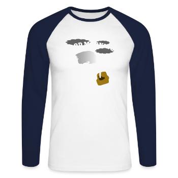 Bonjour lundi, l’autruche tire sur - T-shirt baseball manches longues Homme - blanc/marine - Devant - Nik (191cm)