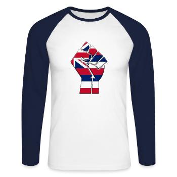 Bundesstaat Hawaii Flagge Stolz Eingeborenes Familienhaus - Unisex Baseballshirt langarm - Weiß/Navy - Vorne - Nik (191cm)