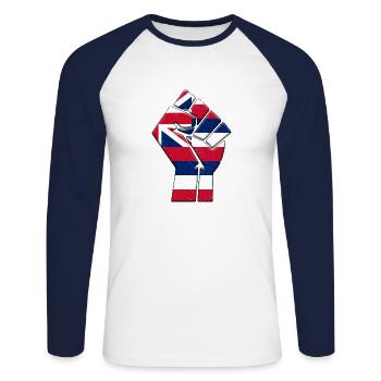 Bundesstaat Hawaii Flagge Stolz Eingeborene Heimat Familie - Unisex Baseballshirt langarm - Weiß/Navy - Vorne - Nik (191cm)