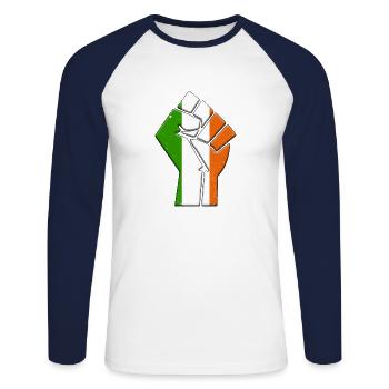 Irlande Drapeau Pays irlandais Fierté Famille autochtone - T-shirt baseball manches longues Homme - blanc/marine - Devant - Nik (191cm)