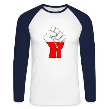 Polen Flagge Polnischer Landesstolz Einheimische Familie - Unisex Baseballshirt langarm - Weiß/Navy - Vorne - Nik (191cm)
