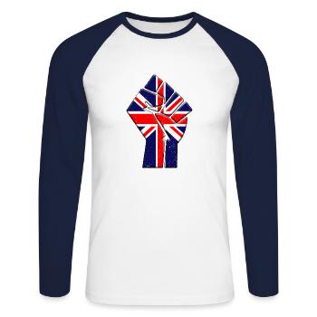 United Kindgom Flagge Britisches Großbritannien Country Pride - Unisex Baseballshirt langarm - Weiß/Navy - Vorne - Nik (191cm)