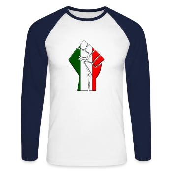 Italie Drapeau Pays italien Fierté Ascendance autochtone - T-shirt baseball manches longues Homme - blanc/marine - Devant - Nik (191cm)