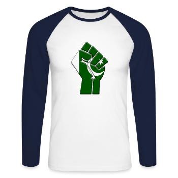 Pakistan Flag Pakistani Country Pride Native - Unisex Long Sleeve Baseball T-Shirt - white/navy - Front - Nik (191cm)