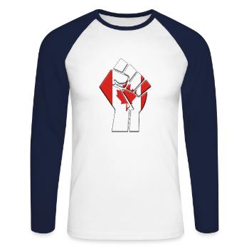 Canada Flag Canadian Country Pride Native - Unisex Long Sleeve Baseball T-Shirt - white/navy - Front - Nik (191cm)