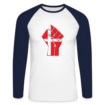 Danemark Drapeau Pays danois Fierté Ascendance autochtone - T-shirt baseball manches longues Homme - blanc/marine - Devant - Nik (191cm)