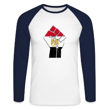 Egypte Drapeau Pays égyptien Fierté Famille autochtone - T-shirt baseball manches longues Homme - blanc/marine - Devant - Nik (191cm)