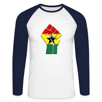 Ghana African Flag Country Pride Native Family - Unisex Long Sleeve Baseball T-Shirt - white/navy - Front - Nik (191cm)