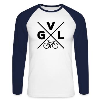 GVL Gravel Bike Vélo Cycliste Cycliste - T-shirt baseball manches longues Homme - blanc/marine - Devant - Nik (191cm)