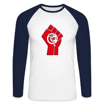 Tunisia Flag Tunisian Country Pride Native - Unisex Long Sleeve Baseball T-Shirt - white/navy - Front - Nik (191cm)