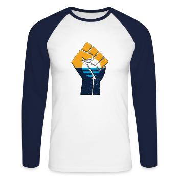 Ville de Milwaukee Flag Pride Native Home Famille - T-shirt baseball manches longues Homme - blanc/marine - Devant - Nik (191cm)