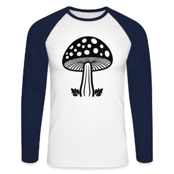 mushroom - Unisex Long Sleeve Baseball T-Shirt - white/navy - Front - Nik (191cm)