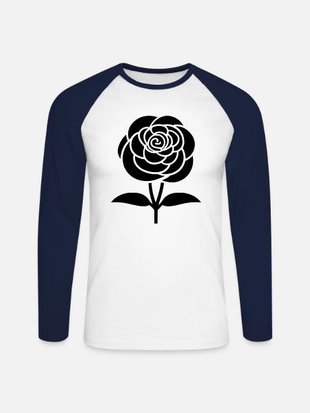 Blume - Unisex Baseballshirt langarm - Weiß/Navy