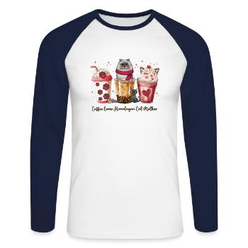 Cute little Coffee and my Himalayan Cat Coffee Cup - Unisex Long Sleeve Baseball T-Shirt - white/navy - Front - Nik (191cm)