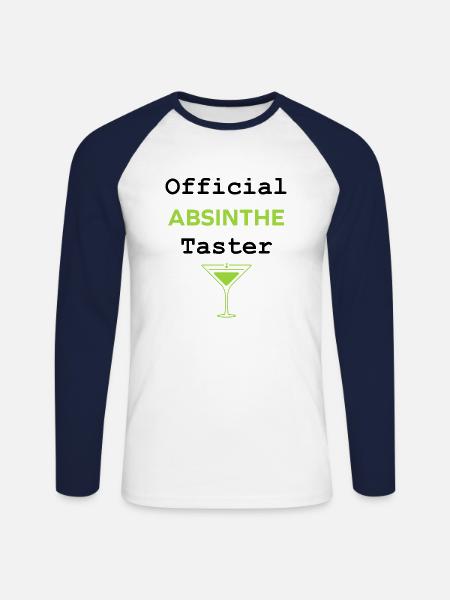 Official absinthe taster - Unisex Long Sleeve Baseball T-Shirt - white/navy