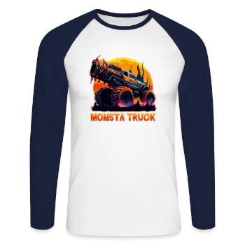 Großer böser Monstertruck - Unisex Baseballshirt langarm - Weiß/Navy - Vorne - Nik (191cm)