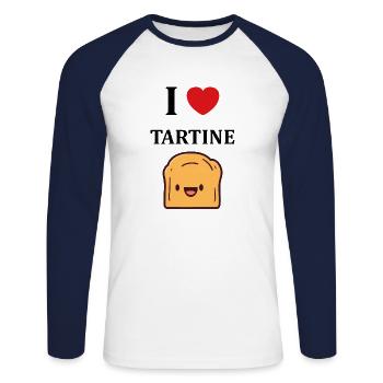 Tartine - T-shirt baseball manches longues Homme - blanc/marine - Devant - Nik (191cm)