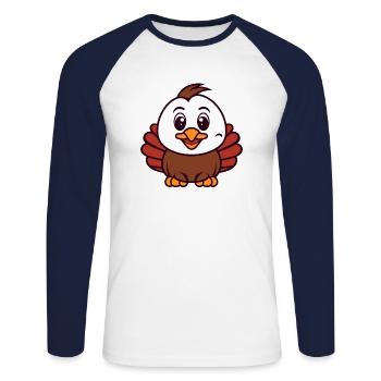Turkeys - Unisex Long Sleeve Baseball T-Shirt - white/navy - Front - Nik (191cm)