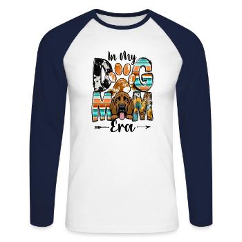 Bloodhound Dog In My Dog Mom Era Fur Baby Mothers - Unisex Long Sleeve Baseball T-Shirt - white/navy - Front - Nik (191cm)