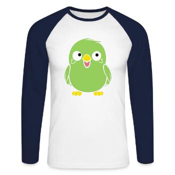 Niedlicher kleiner Wellensittich - Unisex Baseballshirt langarm - Weiß/Navy - Vorne - Nik (191cm)