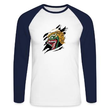 Temple du Cambodge Khmer Vintage drapeau je cadeau - T-shirt baseball manches longues Homme - blanc/marine - Devant - Nik (191cm)