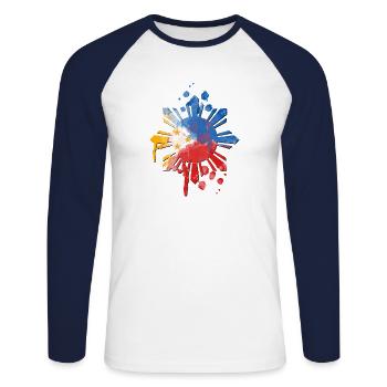 Philippines drapeau philippin fierté je cadeau - T-shirt baseball manches longues Homme - blanc/marine - Devant - Nik (191cm)