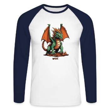 Dragon jouet - T-shirt baseball manches longues Homme - blanc/marine - Devant - Nik (191cm)