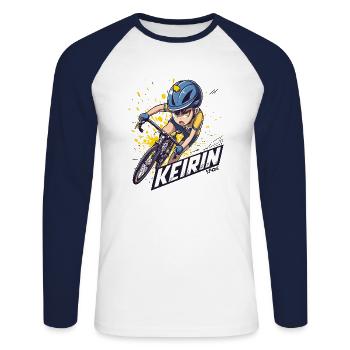 Japanese Keirin Cycling Anime Character - Unisex Long Sleeve Baseball T-Shirt - white/navy - Front - Nik (191cm)