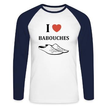 Slippers Humor - Unisex Long Sleeve Baseball T-Shirt - white/navy - Front - Nik (191cm)