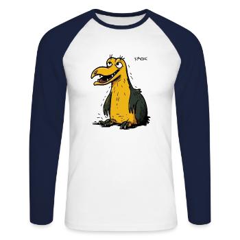 Créature de dessin animé : Ornithorynque mutant - T-shirt baseball manches longues Homme - blanc/marine - Devant - Nik (191cm)