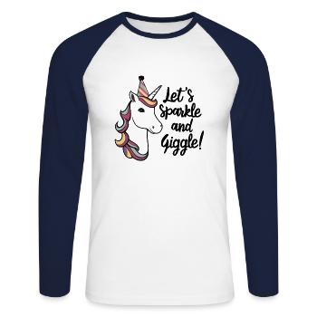 Unicorn Party Hat - Let's Sparkle and Giggle! Art - Unisex Long Sleeve Baseball T-Shirt - white/navy - Front - Nik (191cm)