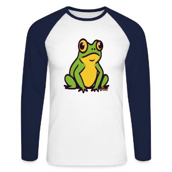Eine großer kleiner grüner Frosch - Unisex Baseballshirt langarm - Weiß/Navy - Vorne - Nik (191cm)