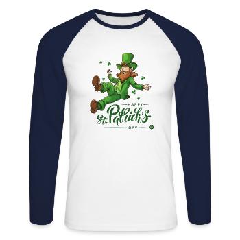 Lucky Charm Leprechaun - Unisex Long Sleeve Baseball T-Shirt - white/navy - Front - Nik (191cm)