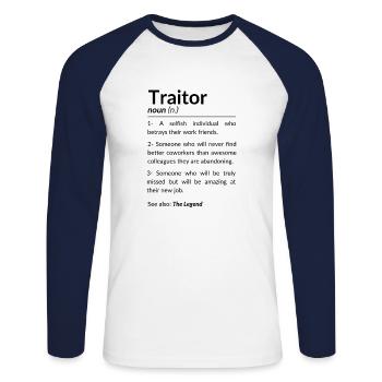 Funny farewell coworker, colleague leaving job - Unisex Long Sleeve Baseball T-Shirt - white/navy - Front - Nik (191cm)