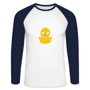 humour canard - T-shirt baseball manches longues Homme - blanc/marine - Devant - Nik (191cm)