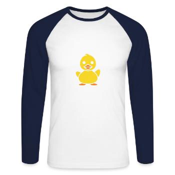 humour canard - T-shirt baseball manches longues Homme - blanc/marine - Devant - Nik (191cm)