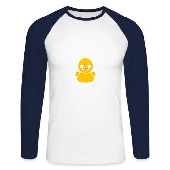 humour canard - T-shirt baseball manches longues Homme - blanc/marine - Devant - Nik (191cm)